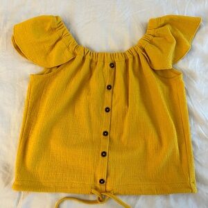 Yellow Off-Shoulder Buttoned Top